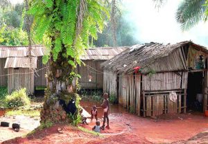 Capanne di bambù nel villaggio delle Scope in Nigeria